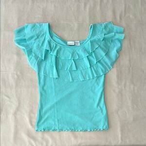 Newport News Aqua Ruffle Top